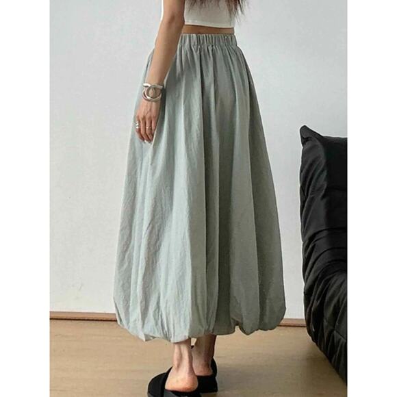 Elastic Waist Bubble Hem Maxi Skirt - Picture 5 of 5